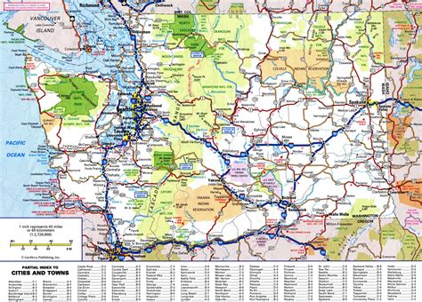 Large detailed tourist map of Washington with cities .